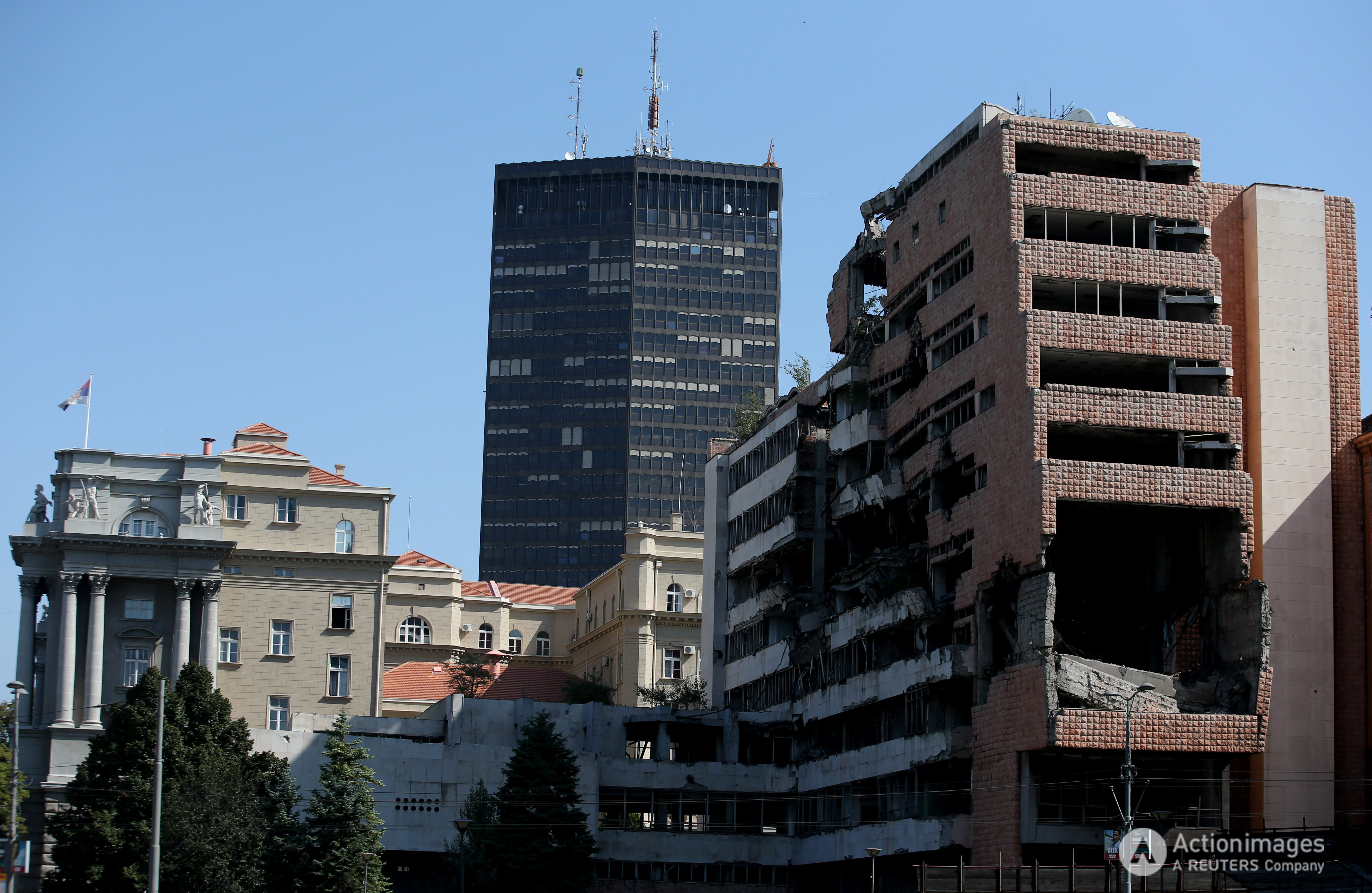 Ministry of defense building in Belgrade damaged during the 1999 NATO