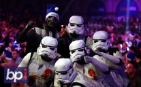 General view of fans dressed up a Stormtroopers during the 1st round match